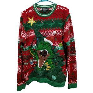 T Rex Dinosaur Ugly‎ Christmas Sweater Womens Size Small Embroidered 33 Degrees